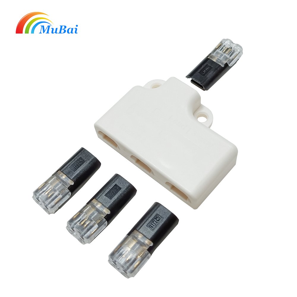 Low Voltage No Wire-Stripping Required Toolless led wire connectors Double Wire Push-in Connector with Locking Buckle