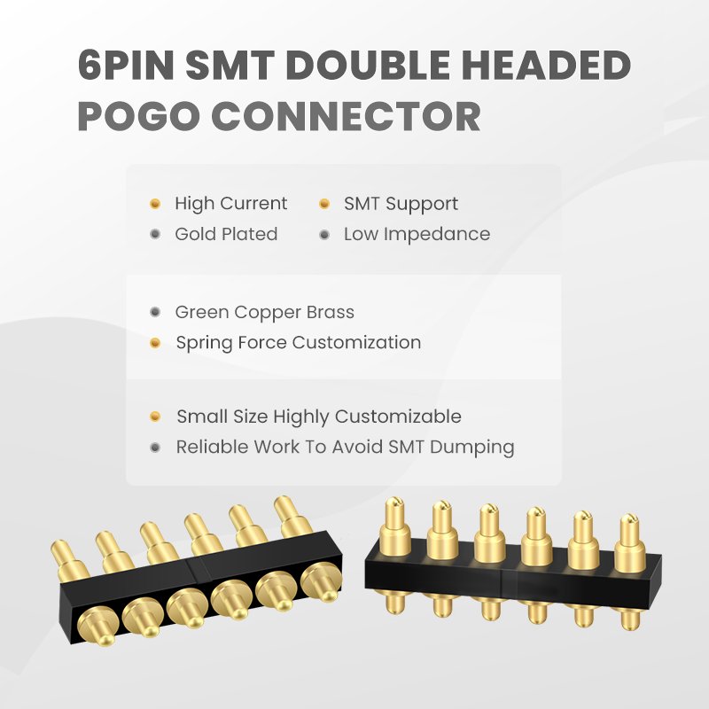 6Pin Pitch 2.54mm Customize Length 5V2A 12V 2A Gold Plated Assemble Double Headed Pogo Pin Pogopin