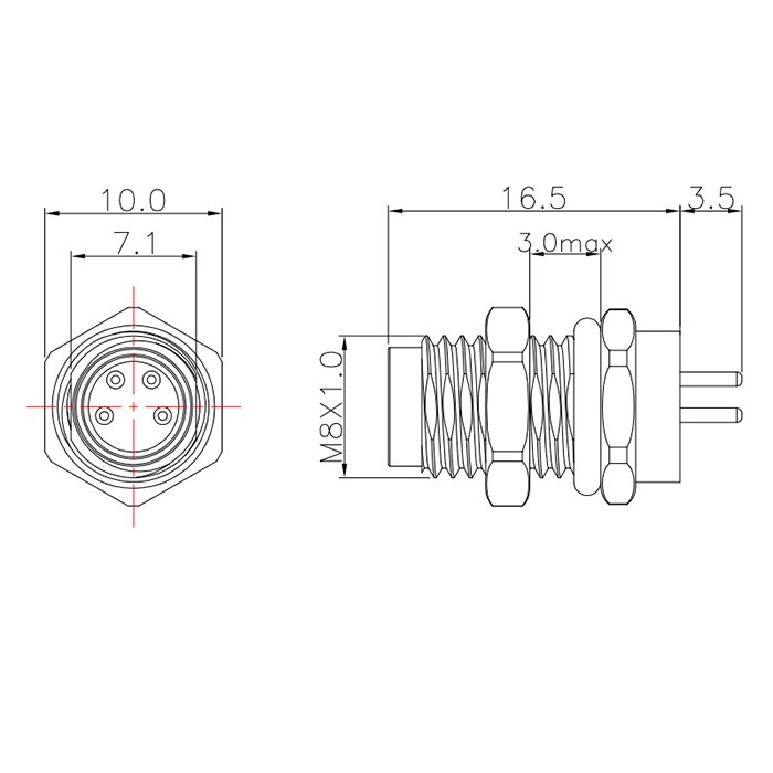 IP67 Compatible waterproof 3P/5P/6P/8PIN cable Electric field assembly circular automotive M8 6-pin soldered pcb connector