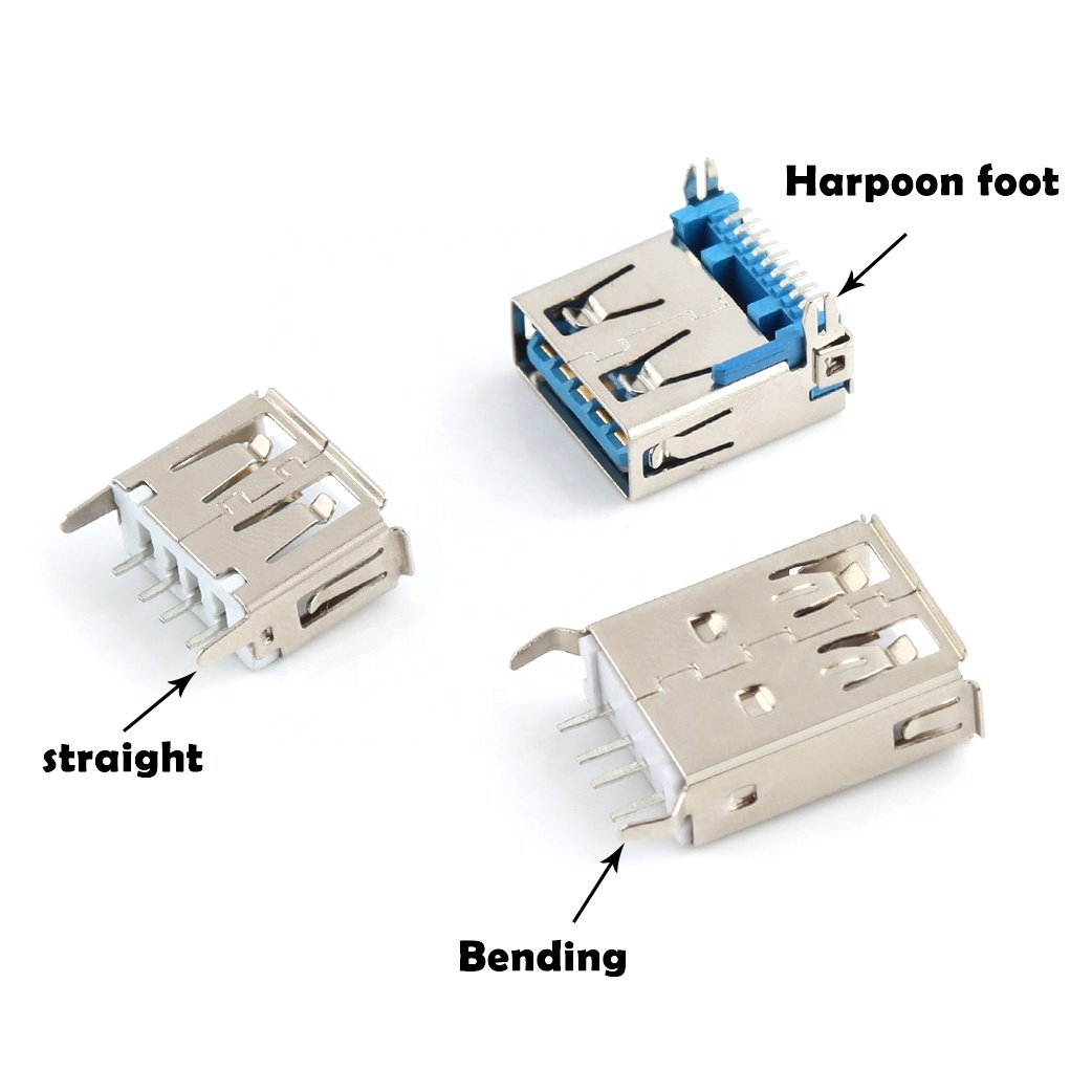 Female socket USB 3.0 AF 90 Degree 9 pin usb smt af 3.0 flat female connector