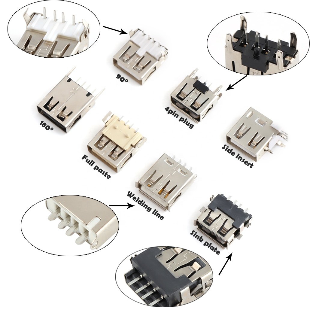 Female socket USB 3.0 AF 90 Degree 9 pin usb smt af 3.0 flat female connector