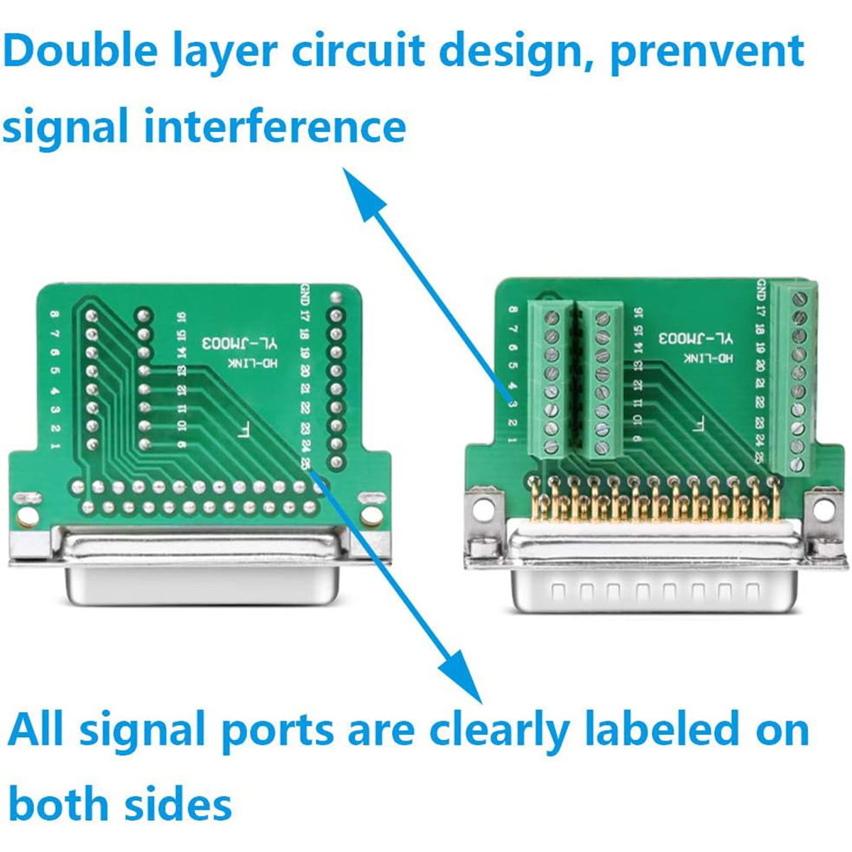 DB25 Female RS232 D-SUB Serial Solderless Adapter Thinner 25 Pin Port Terminal Breakout Connector Board with Case (DB25 Female)