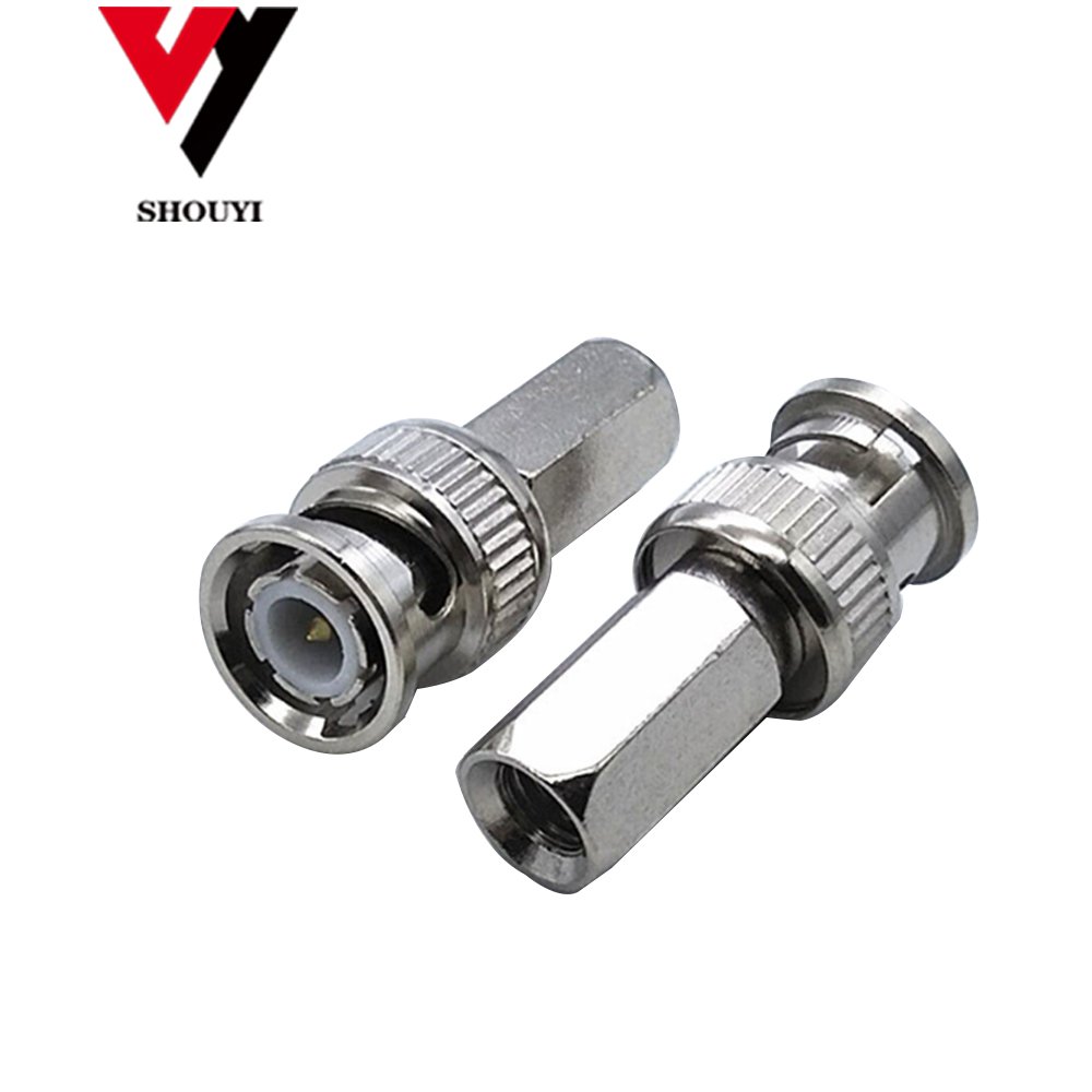 CCTV Camera Coaxial Cable Assembly Hexagon Shape Twist On Coax rg59/rg6 BNC Male Connector