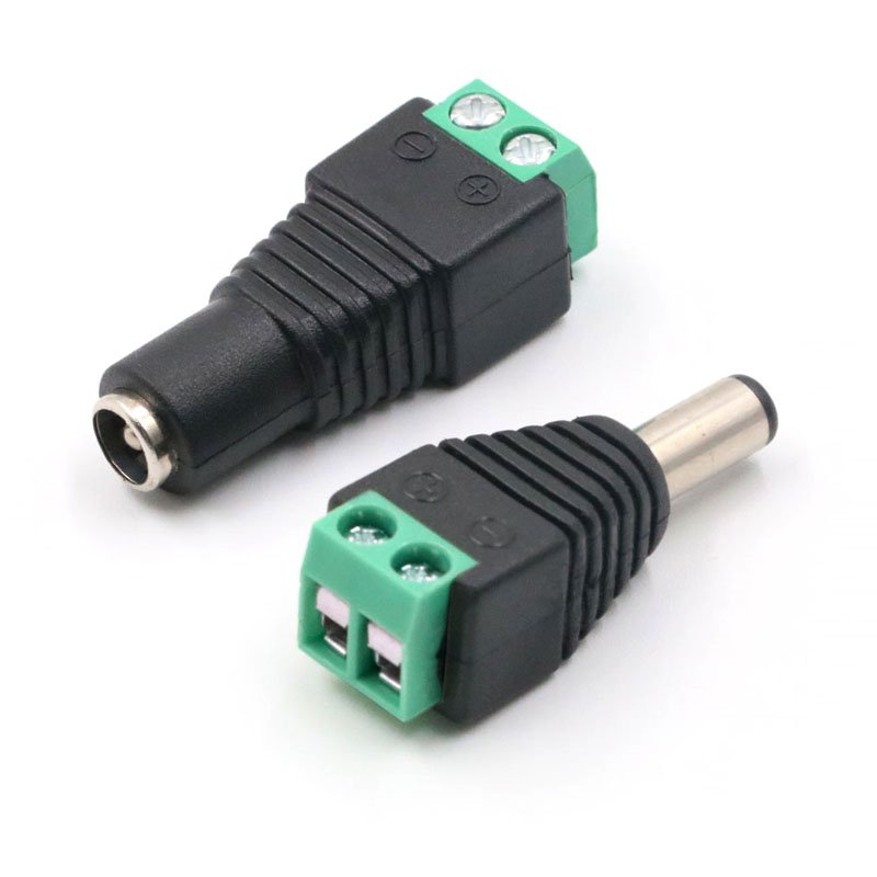 wholesale DC Female&Male Jack 5.5*2.1mm Connector Plug Adapter Push Type Quick Power Connector for CCTV terminals