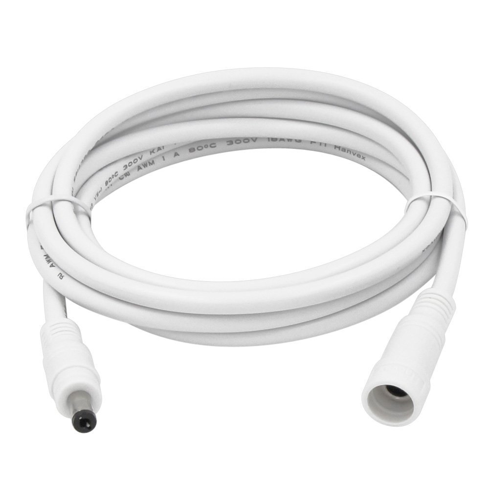 12V 24V White DC 5521 Male to Female Extension Waterproof DC Power Cord Cable For CCTV