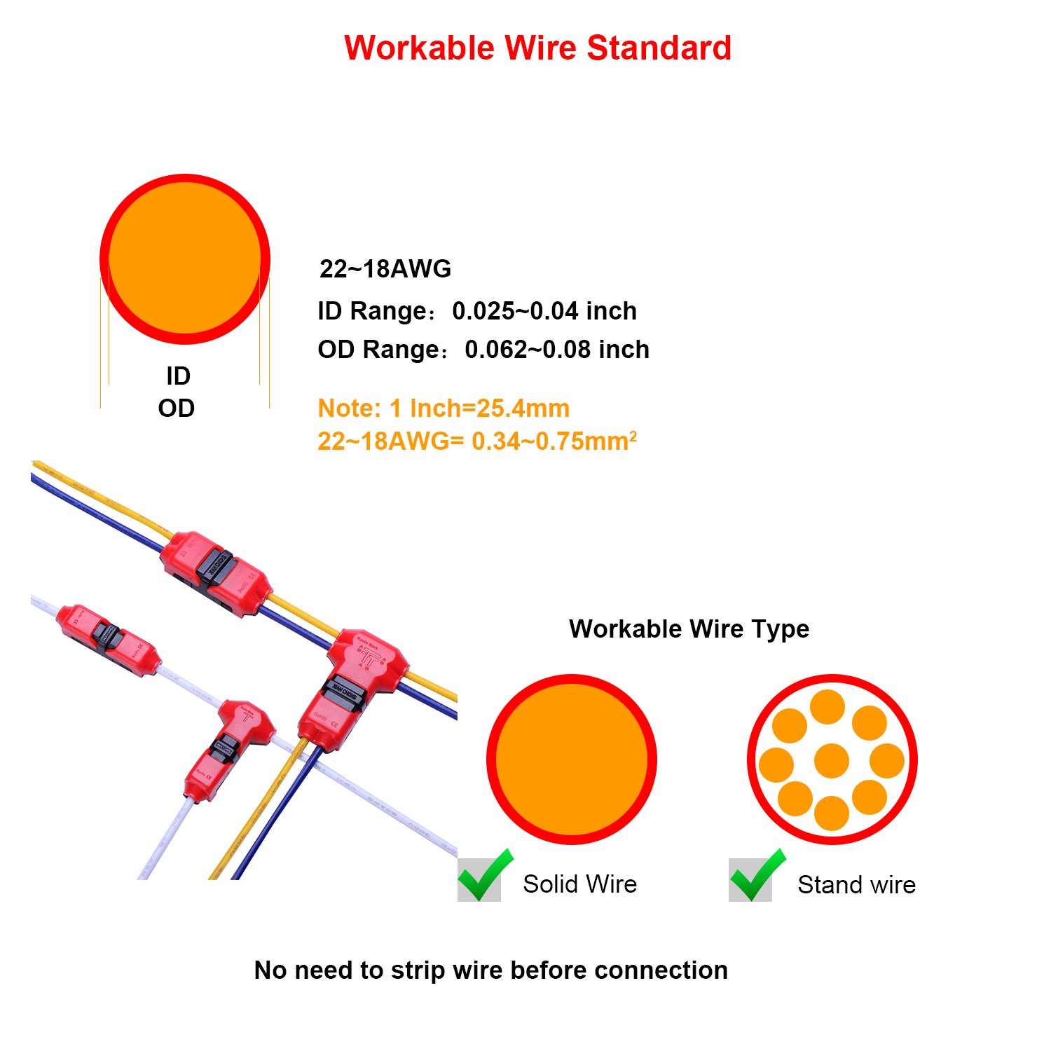 Push quick fast cable wire terminal led 1pin non welding stripping butt T car auto plastic brass insulateed connector