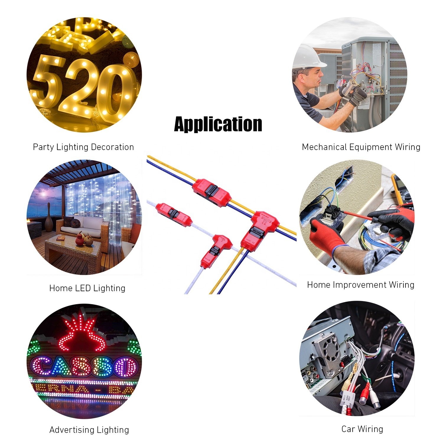 Self-Stripping Quick Splice Electrical Wire Terminals No Wire-Stripping Required T Shape 1 Pin Wire Connectors