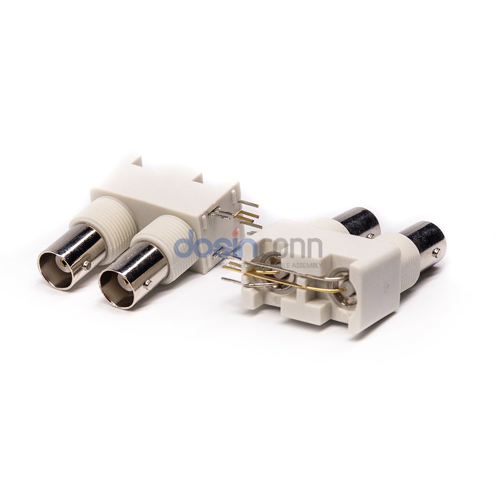 BNC Dual Connector Female Jack Bulkhead Panel Mount BNC Angle PCB Connector