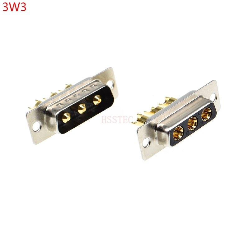 Gold plated MALE FEMALE high current CONNECTOR 3W3 30A D-SUB adapter solder type 3pin plug socket Welding high power DB3