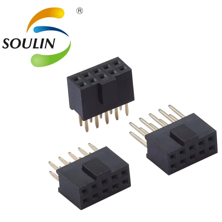 Soulin 2.54MM Pitch 2*10 Pins Terminals Sockets Flexible Stacking Position Low Profile Pin Styles Connectors PCB Applications