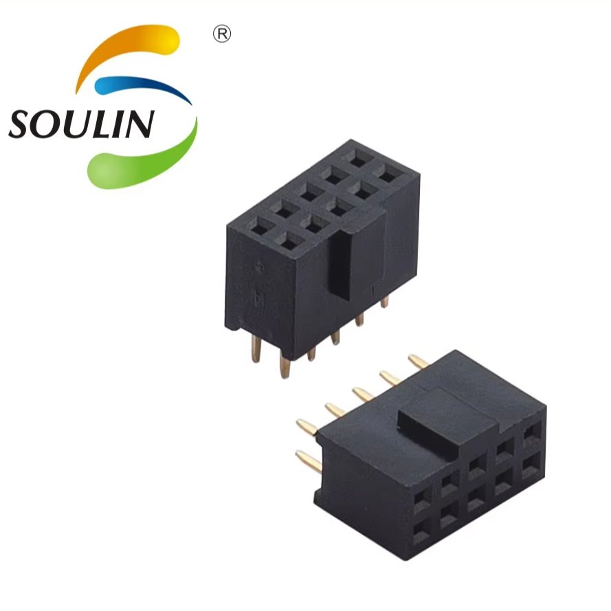 Soulin 2.54MM Pitch 2*10 Pins Terminals Sockets Flexible Stacking Position Low Profile Pin Styles Connectors PCB Applications