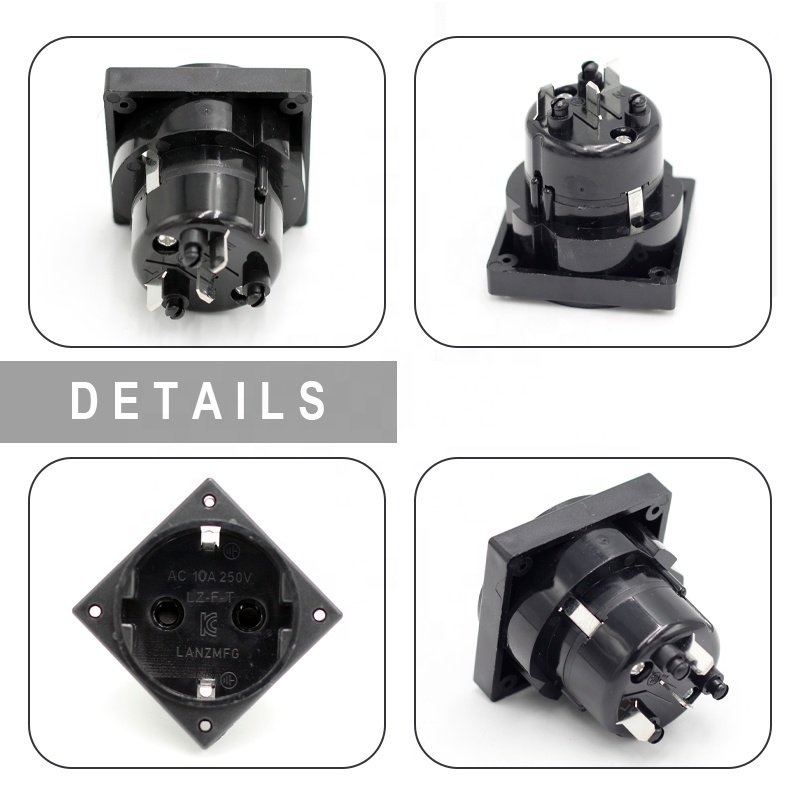Korea 45 Degree Angle Power Socket Wall Screw Mounted Power Outlet Connectors 10A 250V