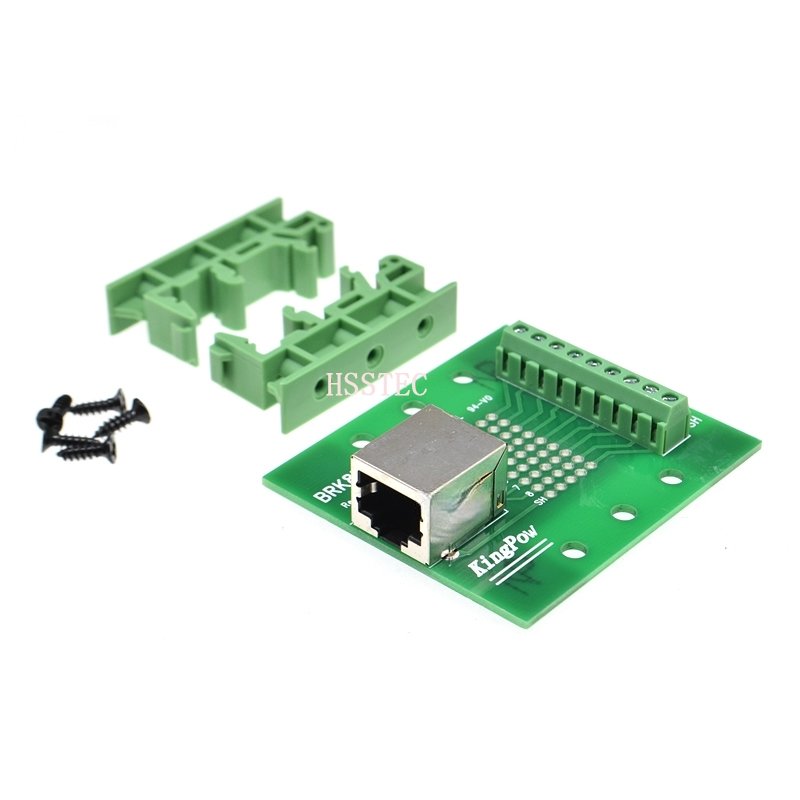 RJ45 8p8c female socket to terminal block adapter pcb board RJ45 Ethernet connector converter Din Rail Mounting