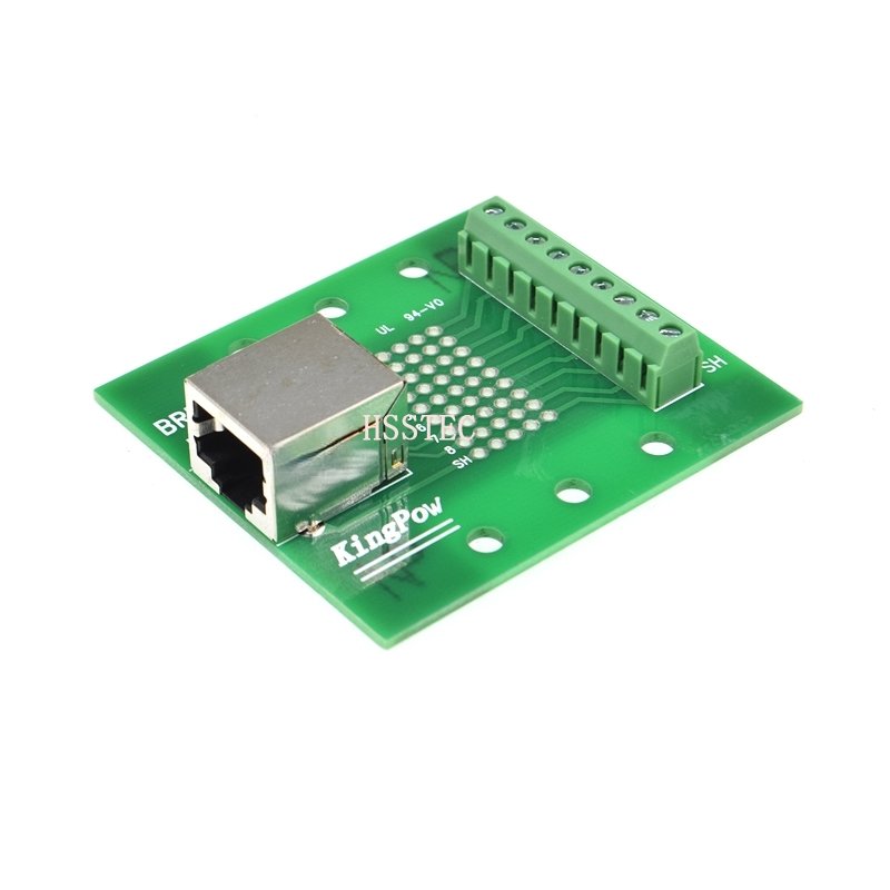 RJ45 8p8c female socket to terminal block adapter pcb board RJ45 Ethernet connector converter Din Rail Mounting