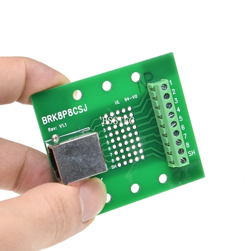 RJ45 8p8c female socket to terminal block adapter pcb board RJ45 Ethernet connector converter Din Rail Mounting