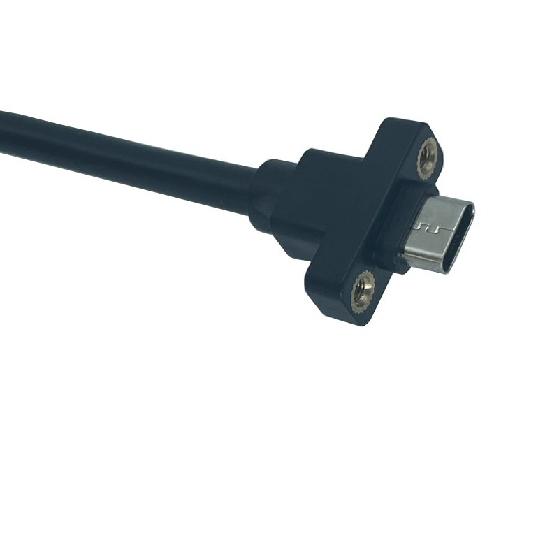 Screw Panel Mount USB Type C Jack Cable Shield USB C Socket Connector Cable