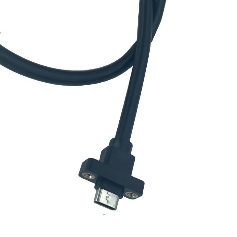 Screw Panel Mount USB Type C Jack Cable Shield USB C Socket Connector Cable