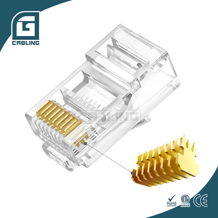 Gcabling 8P8C Conector Cat5e Cat6 ethernet UTP unshielded plug female connectors Cat 6 5e pass through RJ45 connector