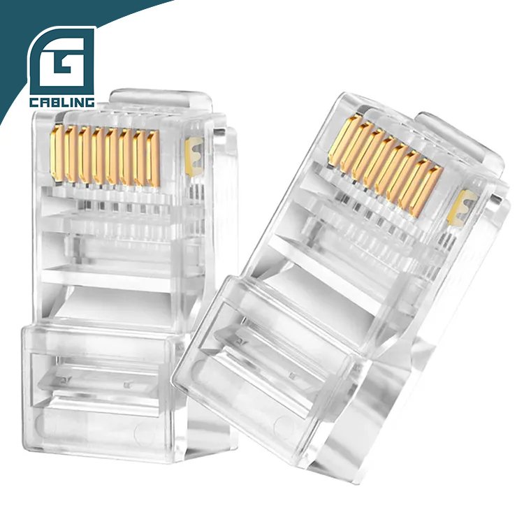 Gcabling 8P8C Conector Cat5e Cat6 ethernet UTP unshielded plug female connectors Cat 6 5e pass through RJ45 connector