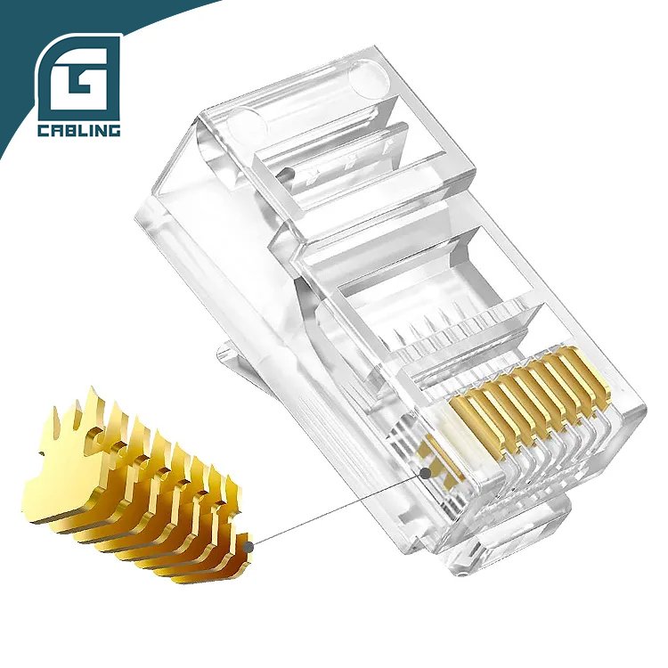 Gcabling 8P8C Conector Cat5e Cat6 ethernet UTP unshielded plug female connectors Cat 6 5e pass through RJ45 connector
