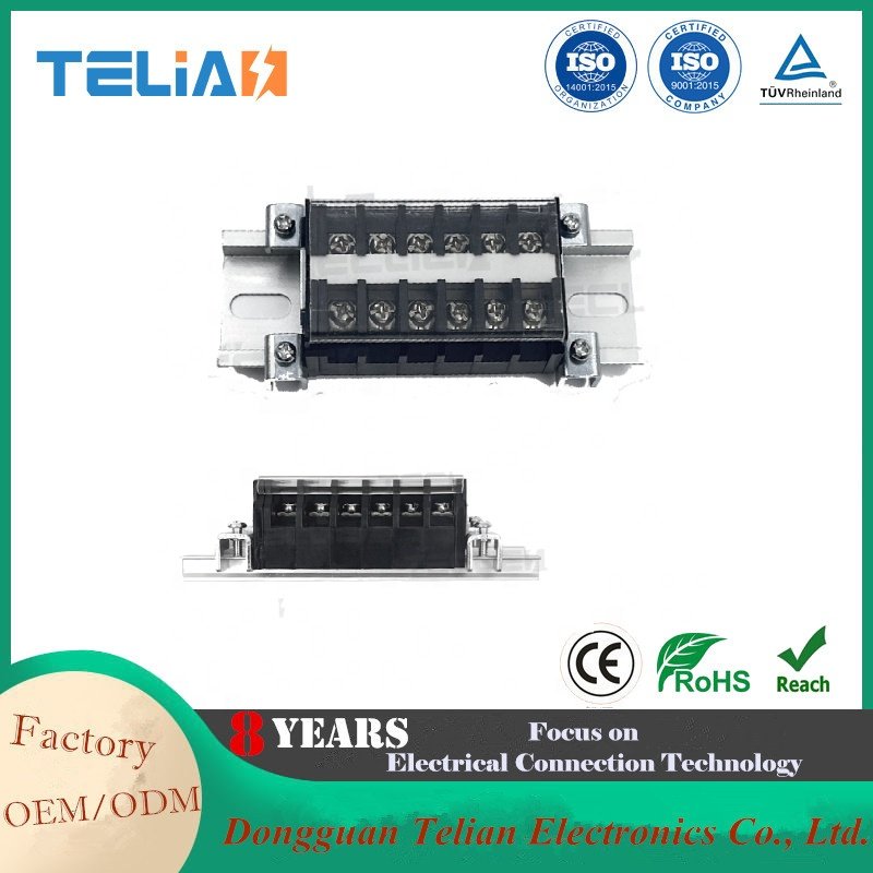 600 V 10 A 6 Pole Dual Rows Equipment Black Wire Connector Barrier Terminal Block
