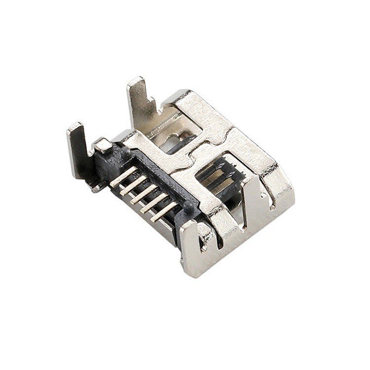 Micro USB Type B 5P Female Socket Connector with Four-Leg DIP Mount for PCB Applications