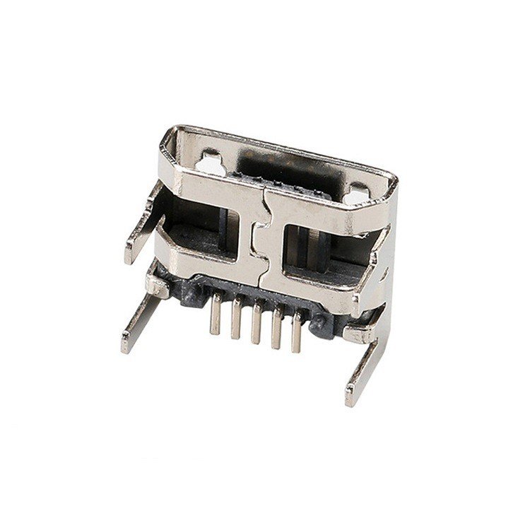 Micro USB Type B 5P Female Socket Connector with Four-Leg DIP Mount for PCB Applications