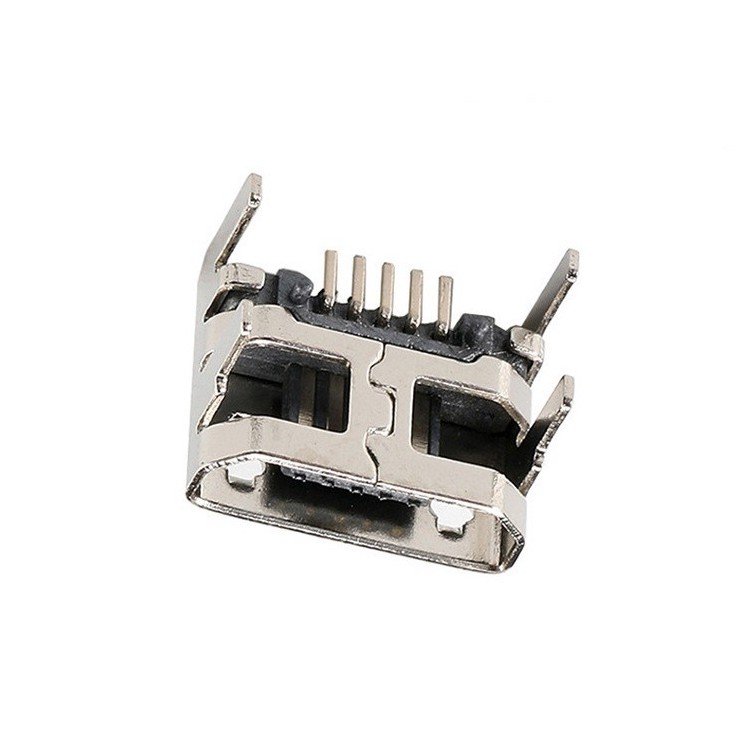 Micro USB Type B 5P Female Socket Connector with Four-Leg DIP Mount for PCB Applications
