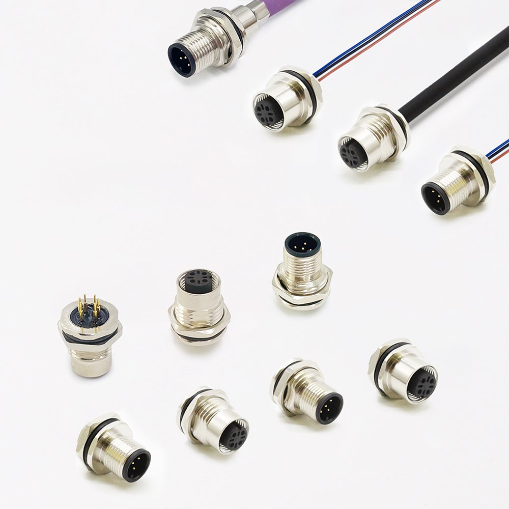 Customization waterproof Straight Elbow male&female plug screw threaded coupling 3 4 5 8 Pin A code M12 sensor connector