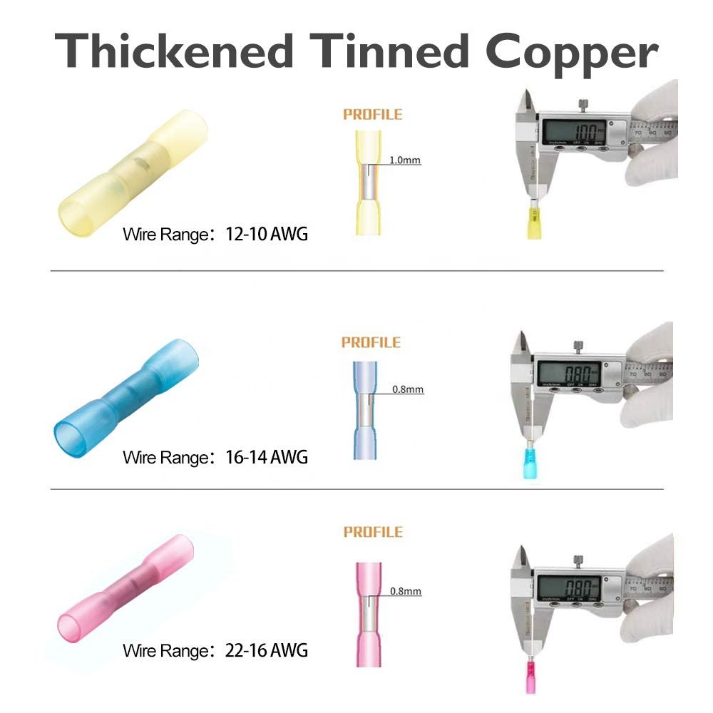 Waterproof Wire Connector Marine Automotive Electrical Terminals CrimpHeat Shrink Butt Connectors Terminals