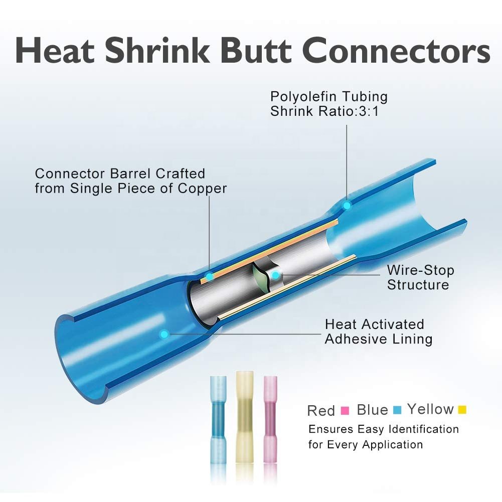 Waterproof Wire Connector Marine Automotive Electrical Terminals CrimpHeat Shrink Butt Connectors Terminals