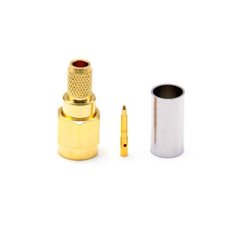 Factory price 50 ohm SMA male straight RF coaxial connector is crimp to RG142/RG58/SYV50-3 cable connector at the tail