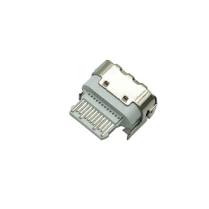 USB Type C 16P Male Connector 90 Degree Exposed Terminals Rubber Core Compliant with European Regulations for PCB Application