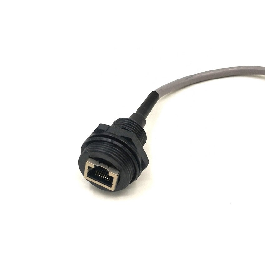 IP68 Front Panel Mounted Male Female Waterproof Plug RJ11 RJ45 CONN Connector with Ethernet Cable