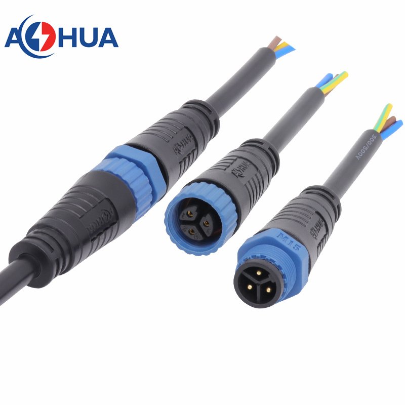 Electrical Connector M15 Connector 2 3 4 Pin waterproof Male Female IP67/IP68 Cable Connectors