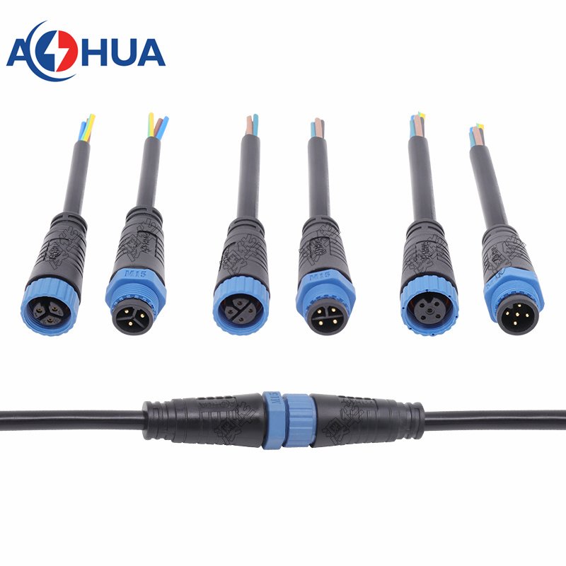 Electrical Connector M15 Connector 2 3 4 Pin waterproof Male Female IP67/IP68 Cable Connectors