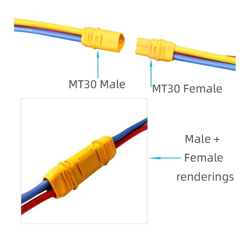Amass MT30 Yellow Motor ESC Three-core DC Motor Plug Aeromodelling Battery Connector