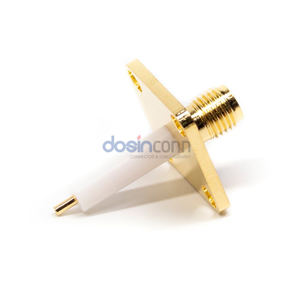 SMA Female PCB 4 Hole Flange RF Connector SMA with Long Insulator