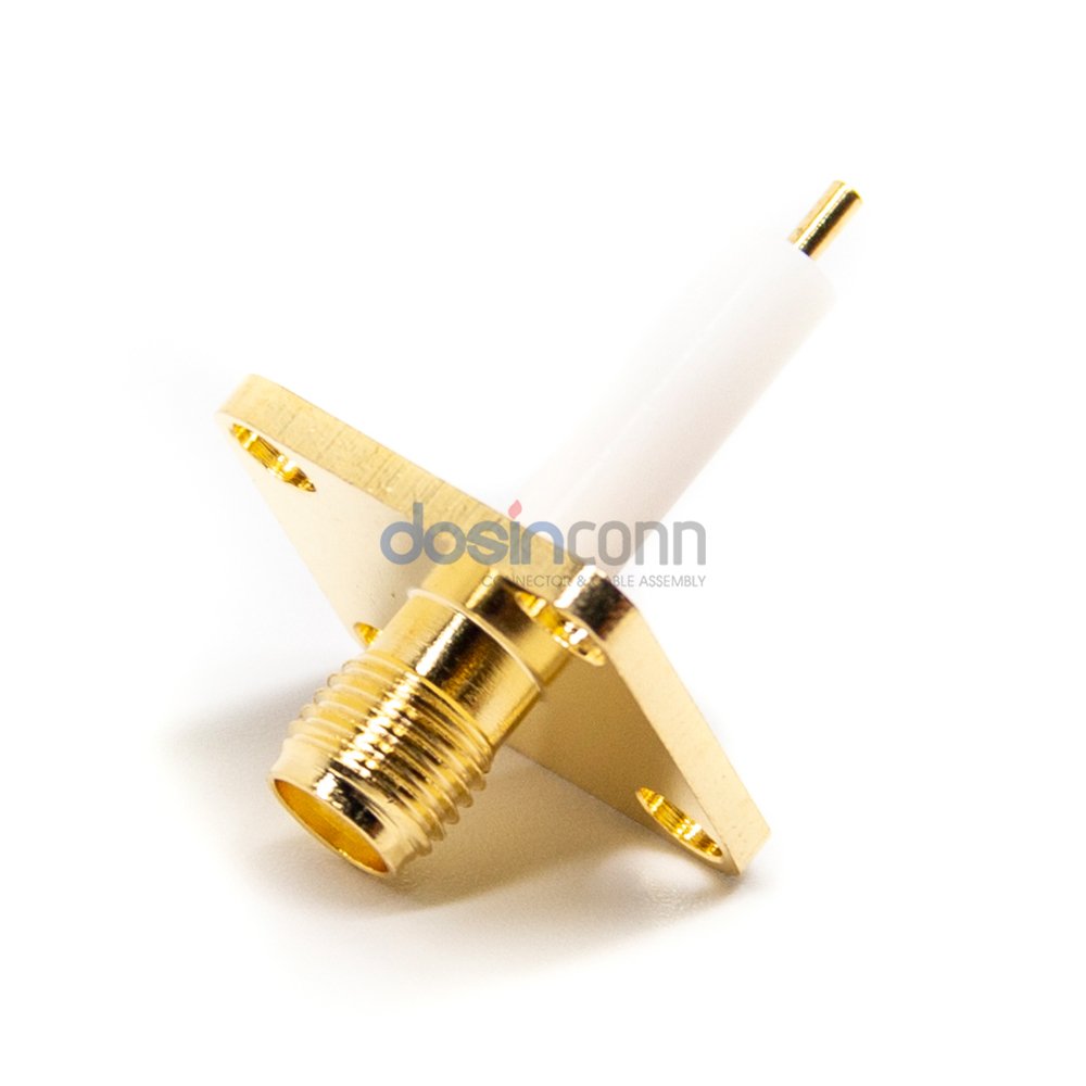 SMA Female PCB 4 Hole Flange RF Connector SMA with Long Insulator