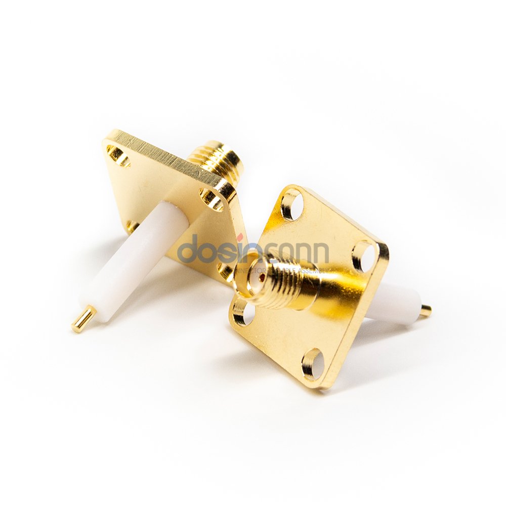 SMA Female PCB 4 Hole Flange RF Connector SMA with Long Insulator