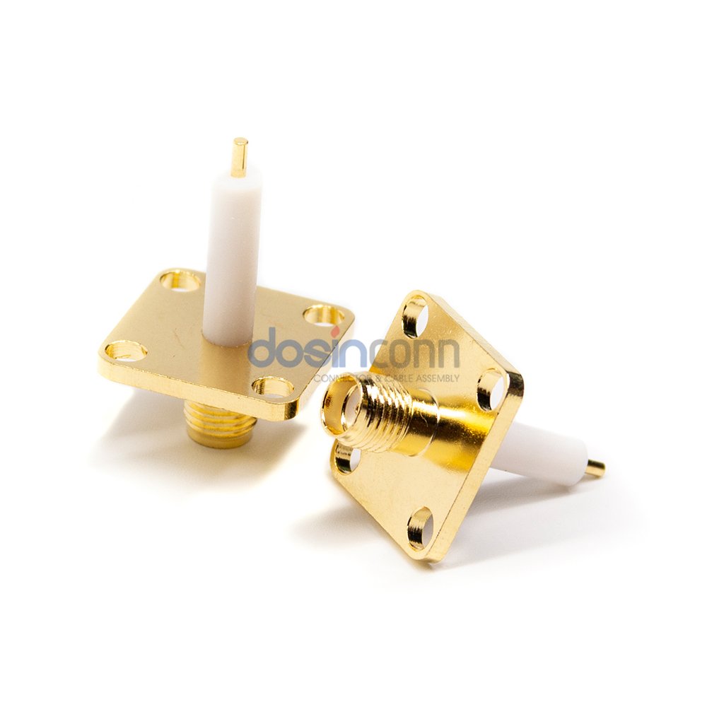 SMA Female PCB 4 Hole Flange RF Connector SMA with Long Insulator