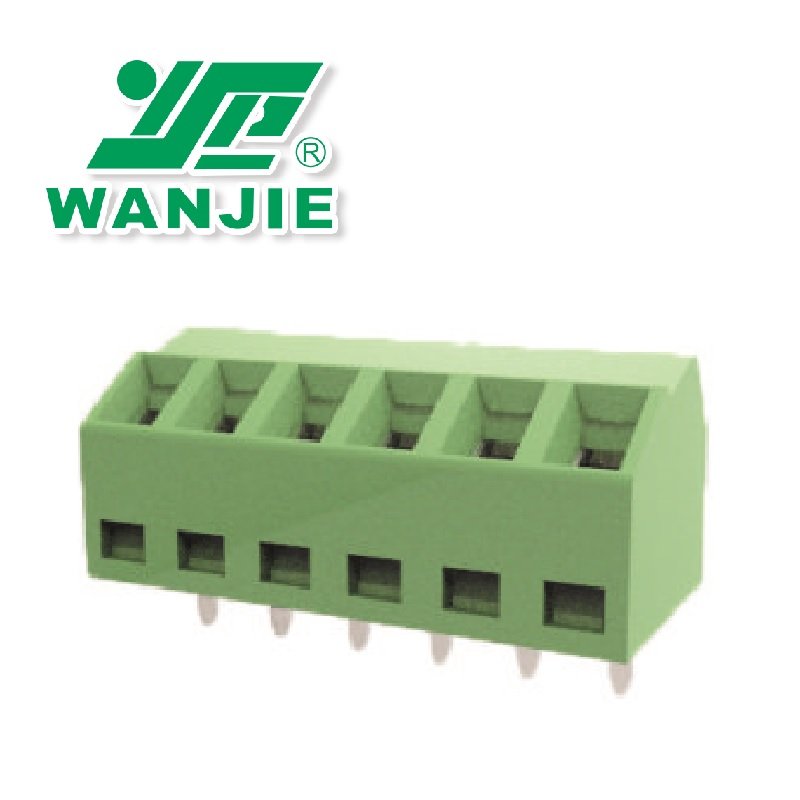 WANJIE 45 Degree Angled Fixed PCB Screw terminal block connector with 3.5mm /3.81mm pitch (XD350-3.5/XD381-3.81)