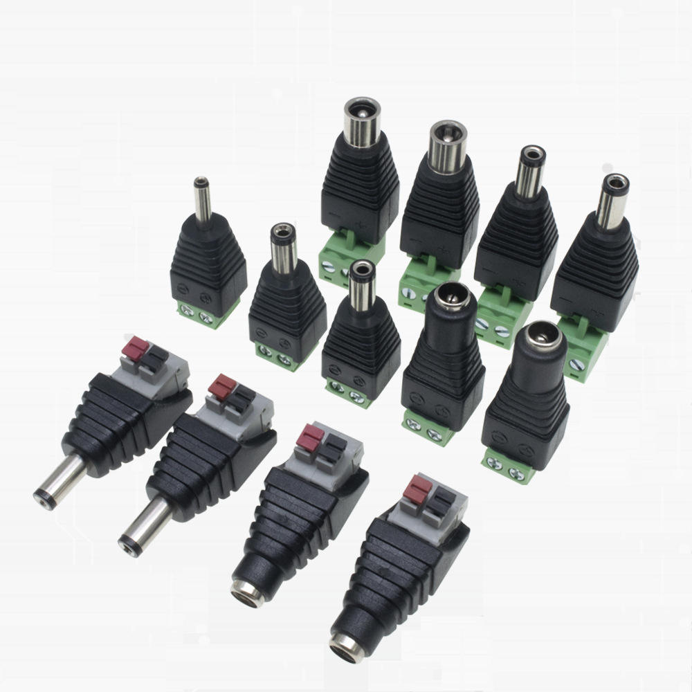 Solderless Terminal Adapter DC3.5*1.35mm Screw Lock Male and Female Power Connector For LED CCTV Camera Power Connection