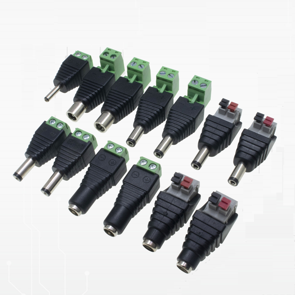 Solderless Terminal Adapter DC3.5*1.35mm Screw Lock Male and Female Power Connector For LED CCTV Camera Power Connection