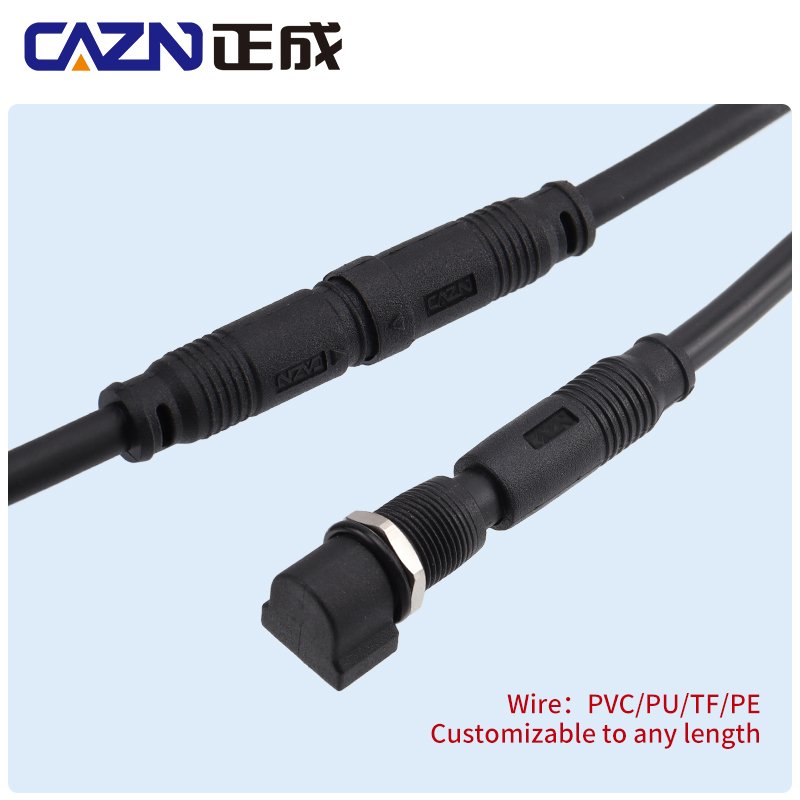 Factory M8 3 4 5 6 8 pin code snap in female male straight overmolded with 1M PVC unshielded cable connector