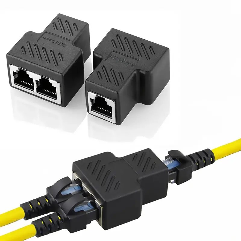 1 To 2 Ways Ethernet Network Cable RJ45 Female Splitter Connector Adapter For Laptop Docking Stations