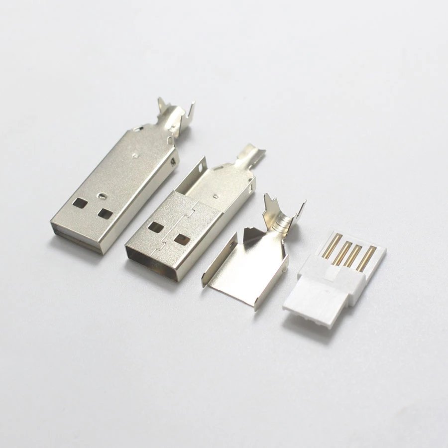 Nickel Plated usb2.0 connector male solder type USB a type connector PCB usb-A Tail Socket 3 in 1 PC DIY Adapter