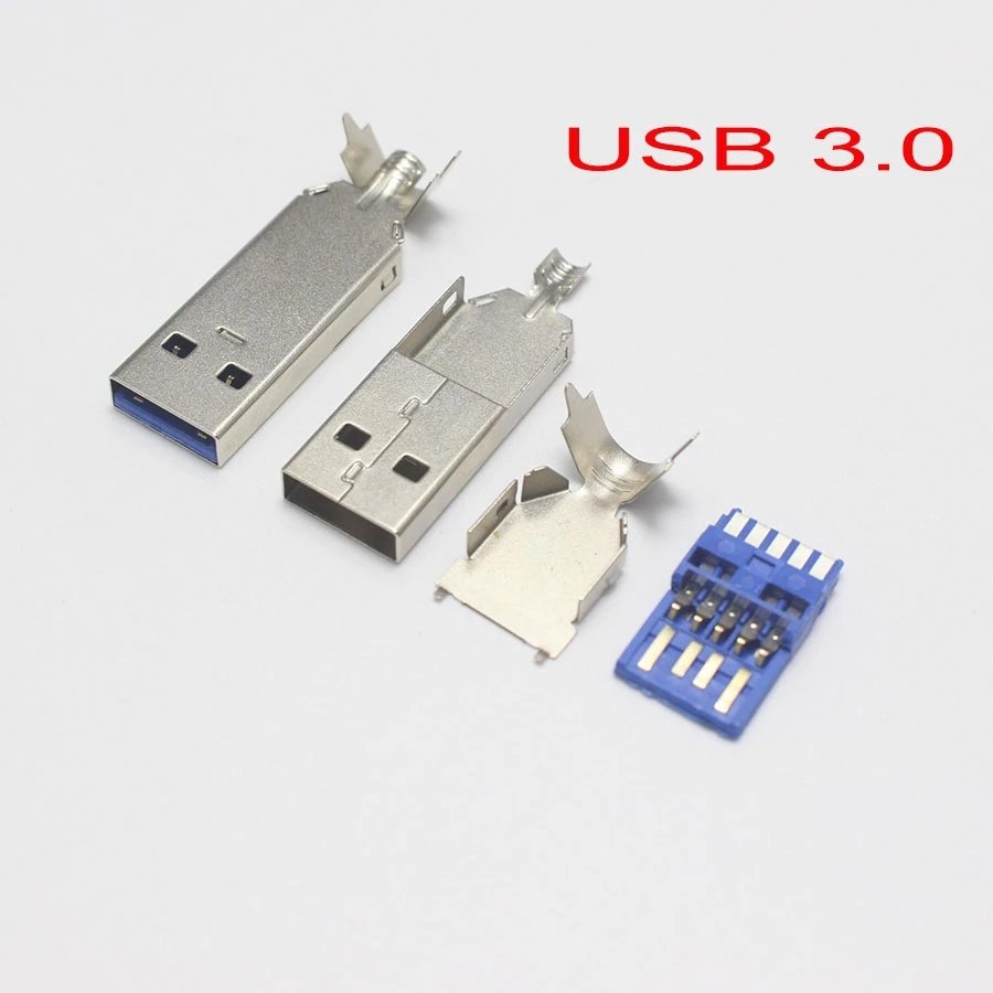 Nickel Plated usb2.0 connector male solder type USB a type connector PCB usb-A Tail Socket 3 in 1 PC DIY Adapter