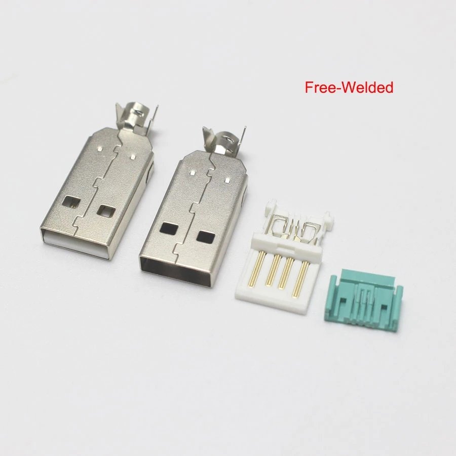 Nickel Plated usb2.0 connector male solder type USB a type connector PCB usb-A Tail Socket 3 in 1 PC DIY Adapter