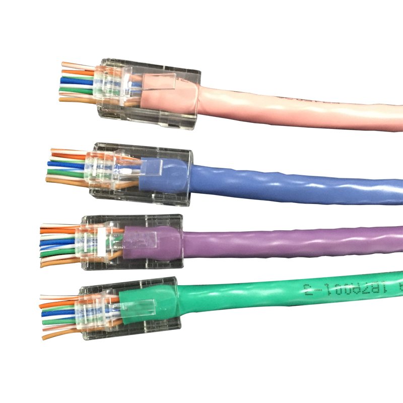 EXW High Quality Cat6 Easy Passthrough RJ45 Connector Plug Unshielded rj45 plug